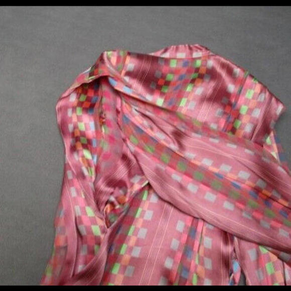 Vintage The Silk Farm Icinoo 100% Silk Blouse Purple Button Sheer Shirt Top - Picture 7 of 7